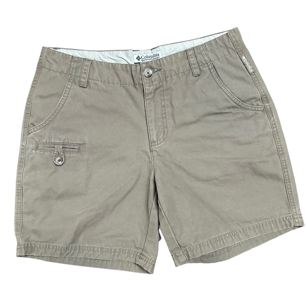 Columbia Womens Khaki Chino Shorts Tan Cotton Outdoor Hiking Size 4 AL4064